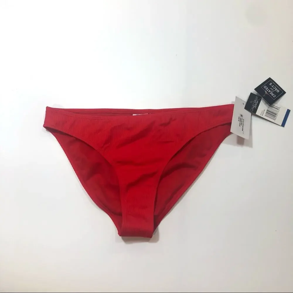 California Waves RED Ribbed Bikini Swim Bottom